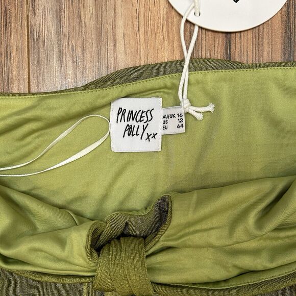 NWT Princess Polly Sydnee Green Halter Mini Dress Stretch Peek-a-Boo Women 12 - Picture 7 of 10